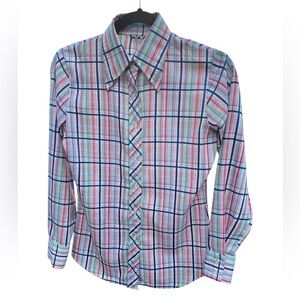 Vintage Womens GAP Multicolor Plaid Button Down Blouse Y2K